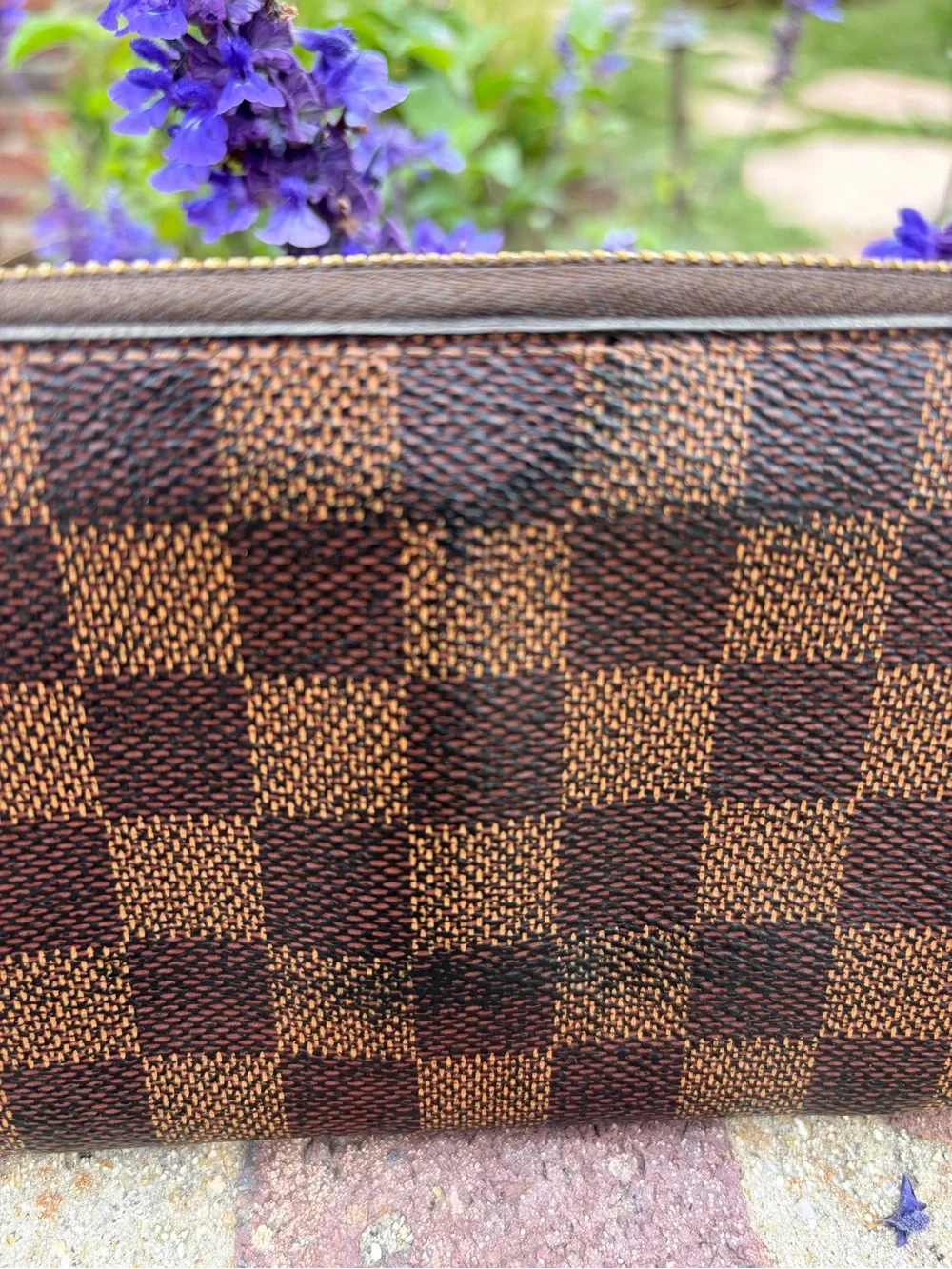 Auth Louis Vuitton Zip Long Wallet Contemporary Damier Check 2017 DateCode